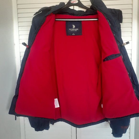 US Polo Assn. Navy/Red Full Zip Hooded Jacket Men Size Med. - Picture 5 of 10